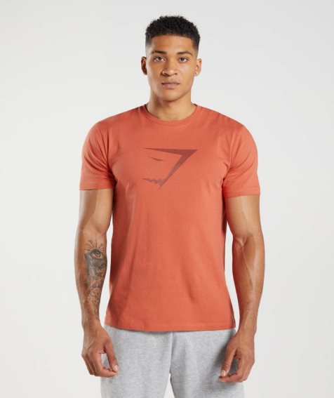 Men's Gymshark Sharkhead Infill T-Shirts Orange | NZ 8TCDHF